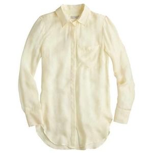 J Crew Classic Silk Tunic Blouse Collared Shirt